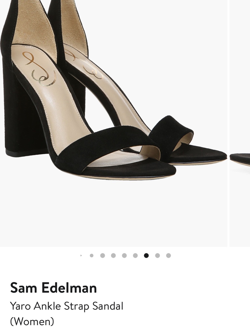 Sam Edelman Black Suede Block Heel Ankle-Strap Sandal
